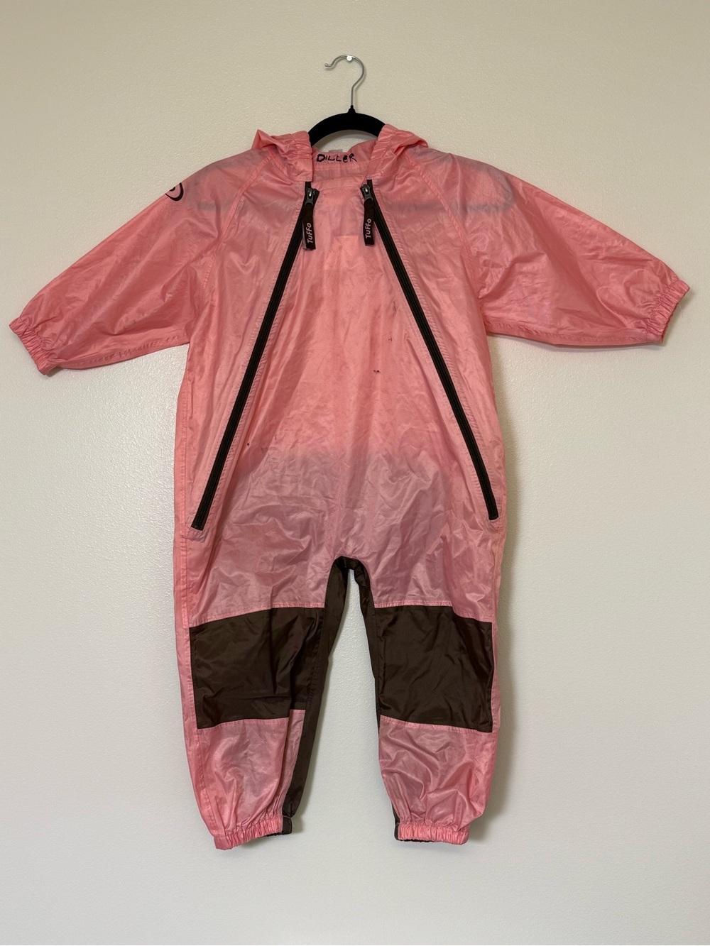Tuffo Muddy Buddy Rain Suit Pink Kids Waterproof One-Piece Rain Suit Size 4T